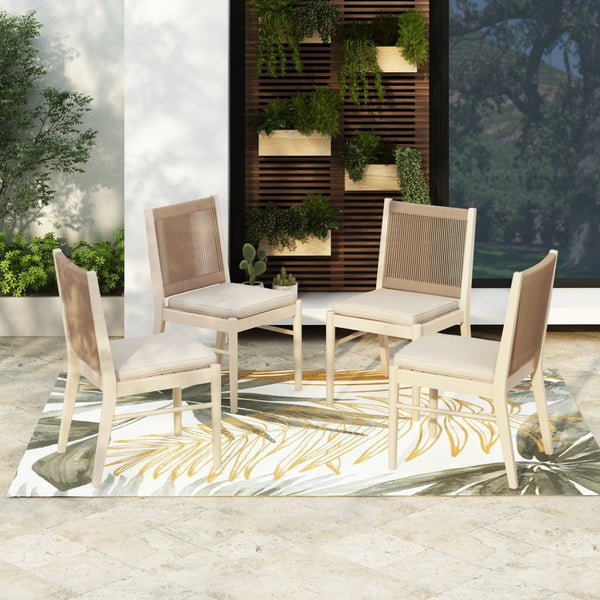 English Elm Cordoba Acacia Wood Rope Wrapped Dining Chairs Artisan Set of Two for Any Room 74435.00YLW