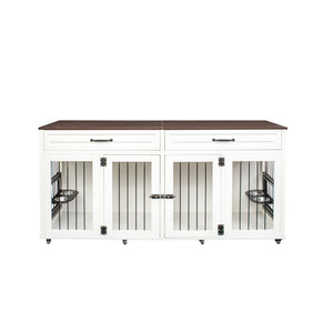 English Elm Heavy Duty Wooden Dog Cage Furniture Style Pet House with Drawer and Double Door W1579P168559