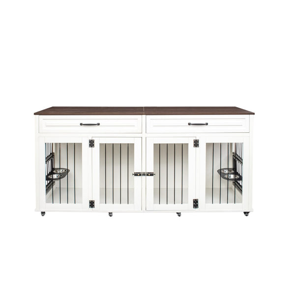English Elm Heavy Duty Wooden Dog Cage Furniture Style Pet House with Drawer and Double Door W1579P168559