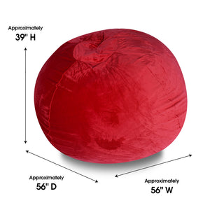 English Elm Minky Velvet Bean Bag Chair - 5Ft Plush Lounge For Kids & Adults, Washable Cover & Comfy Foam Fill B181P178157
