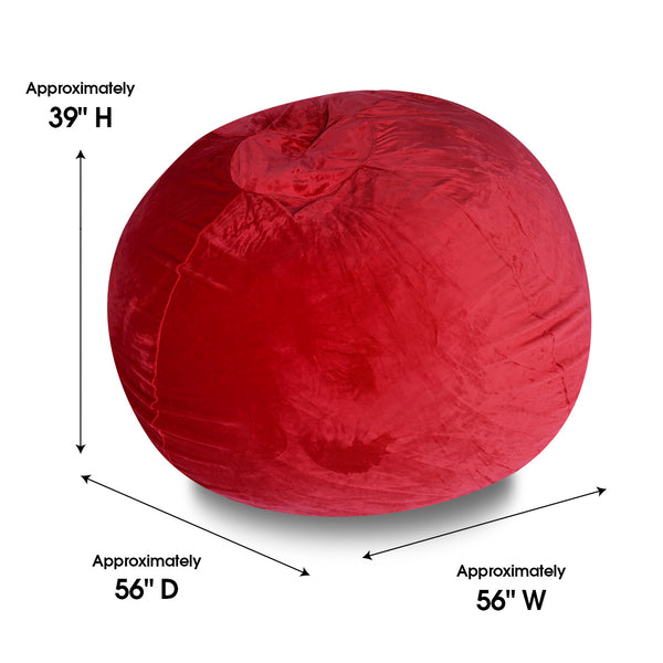 English Elm Minky Velvet Bean Bag Chair - 5Ft Plush Lounge For Kids & Adults, Washable Cover & Comfy Foam Fill B181P178157