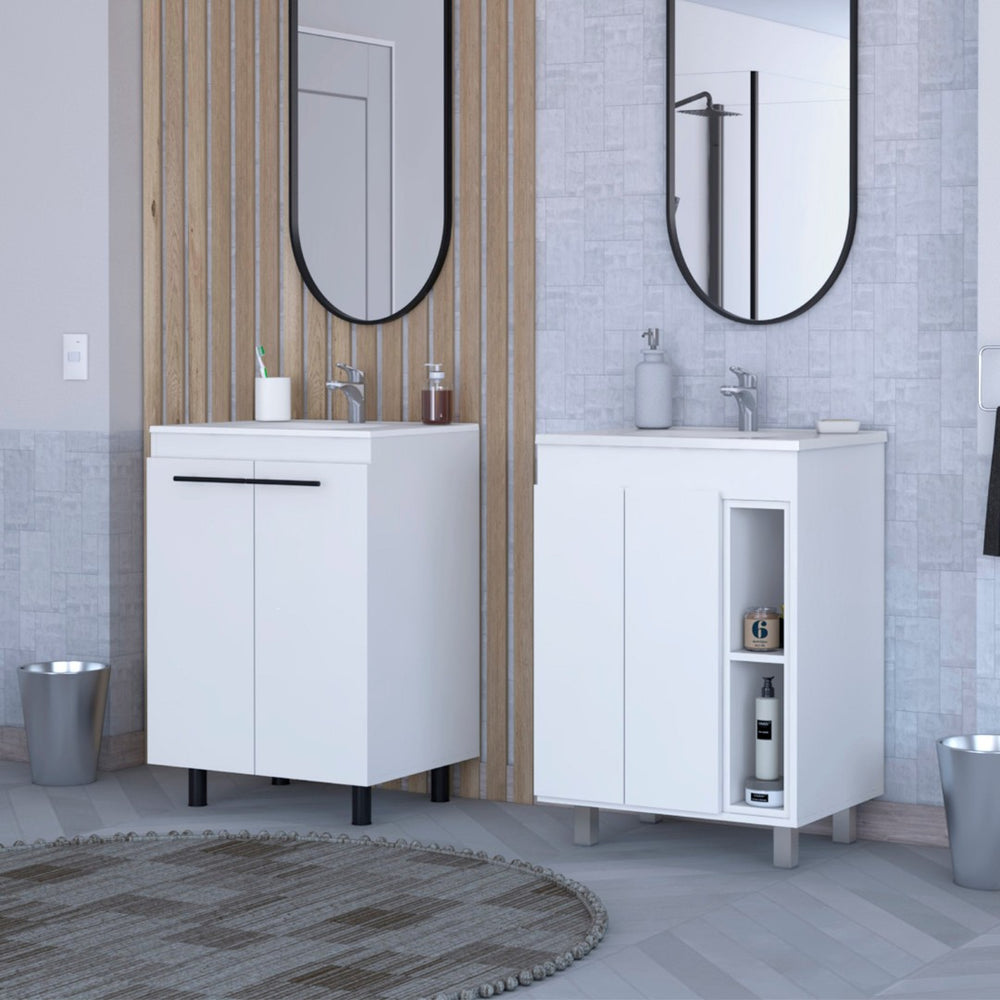 English Elm White Elegant 2-Piece Bathroom Vanity Set With Integrated Sink, Stylish Cabinet, And Durable Design B062S00414-GIGA