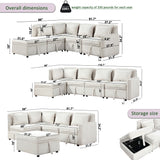 Hearth and Haven Helm 5 Pieces L-Shaped Sectional Sofa Set with Large Capacity Storage, Beige W1998S00003