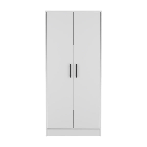 English Elm Quincy White 2-Piece Bedroom Set with Armoire & 6-Drawer Dresser – Elegant Storage, Coastal Chic Finish B062S00406