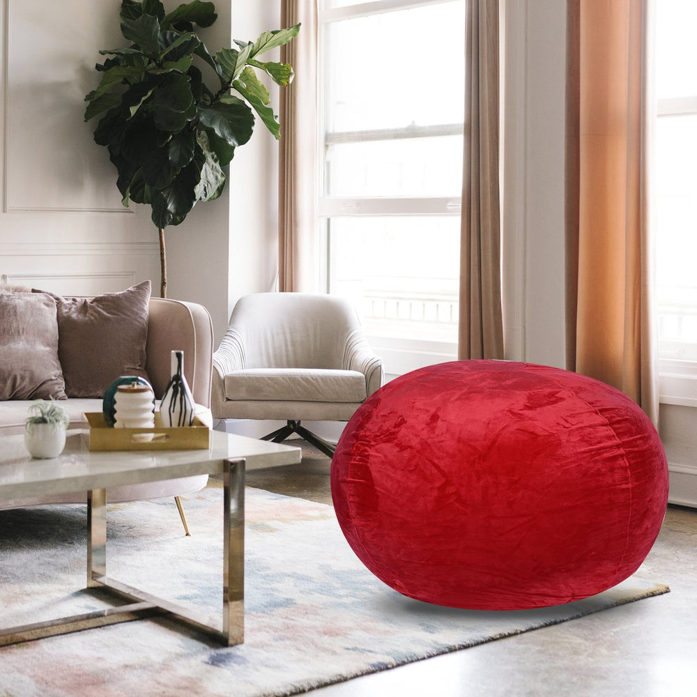 English Elm Minky Velvet Bean Bag Chair - 4Ft Plush Lounge Chair For Kids & Adults With Washable Cover & Foam B181P178150