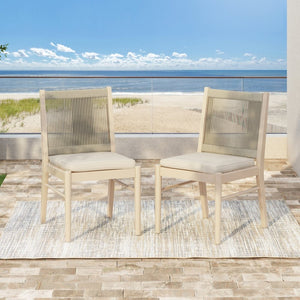 English Elm Cordoba Acacia Wood Rope Wrapped Dining Chairs Artisan Set of Two for Any Room 74435.00