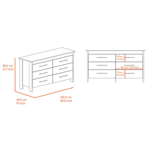 English Elm Dakota White 2-Piece Bedroom Set with Armoire & 6-Drawer Dresser — Elegant Storage, Classic Style B062S00407