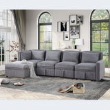 Hearth and Haven Helm 5 Pieces L-Shaped Sectional Sofa Set with Large Capacity Storage, Dark Grey W1998S00002