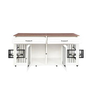 English Elm Heavy Duty Wooden Dog Cage Furniture Style Pet House with Drawer and Double Door W1579P168559