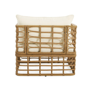 English Elm 2-piece Wicker Accent Chair Set Boho Rattan Weave with Aluminum Frame and Side Table 72434002-63163