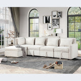 Hearth and Haven Helm 5 Pieces L-Shaped Sectional Sofa Set with Large Capacity Storage, Beige W1998S00003