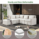 Hearth and Haven Helm 5 Pieces L-Shaped Sectional Sofa Set with Large Capacity Storage, Beige W1998S00003