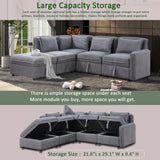 Hearth and Haven Helm 5 Pieces L-Shaped Sectional Sofa Set with Large Capacity Storage, Dark Grey W1998S00002