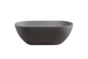 English Elm 63" Stone Resin Freestanding Soaking Tub Ergonomic Spa Bath Matte Contemporary W1573132651