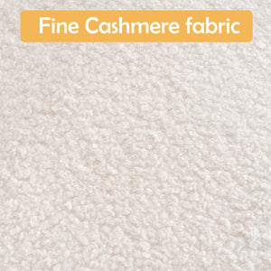 English Elm Swivel Teddy Velvet Accent Chair with Ottoman — Ergonomic Round Armchair, Stable Solid Wood, Beige W2012P272071