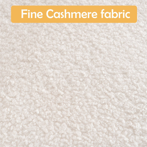 English Elm Swivel Teddy Velvet Accent Chair with Ottoman — Ergonomic Round Armchair, Stable Solid Wood, Beige W2012P272071