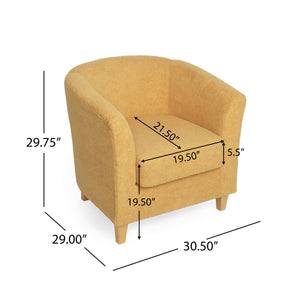 English Elm Christopher Knight Home® - Cortina Prescott Tub Club Chair in Mustard Yellow Upholstery, Birch Legs, Mid-Century Barrel Accent Seat 46619.00FYLWNTL