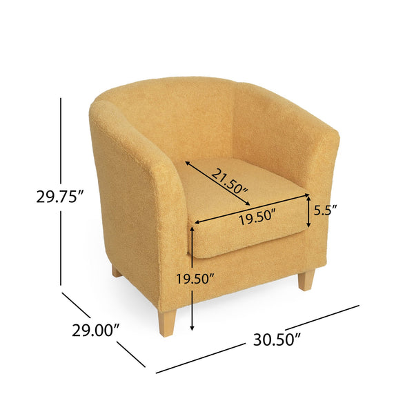 English Elm Christopher Knight Home® - Cortina Prescott Tub Club Chair in Mustard Yellow Upholstery, Birch Legs, Mid-Century Barrel Accent Seat 46619.00FYLWNTL