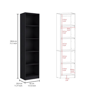English Elm Wenge Slim 2 Piece Living Room Bookcase Set with 7 Shelves, Wenge Finish for Stylish Storage B062S00421