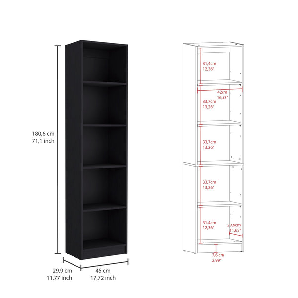 English Elm Wenge Slim 2 Piece Living Room Bookcase Set with 7 Shelves, Wenge Finish for Stylish Storage B062S00421