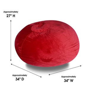 English Elm Minky Velvet Bean Bag Chair - 3Ft Plush Lounge Seat For Kids & Adults, Washable Cover, Cozy Comfort B181P178144