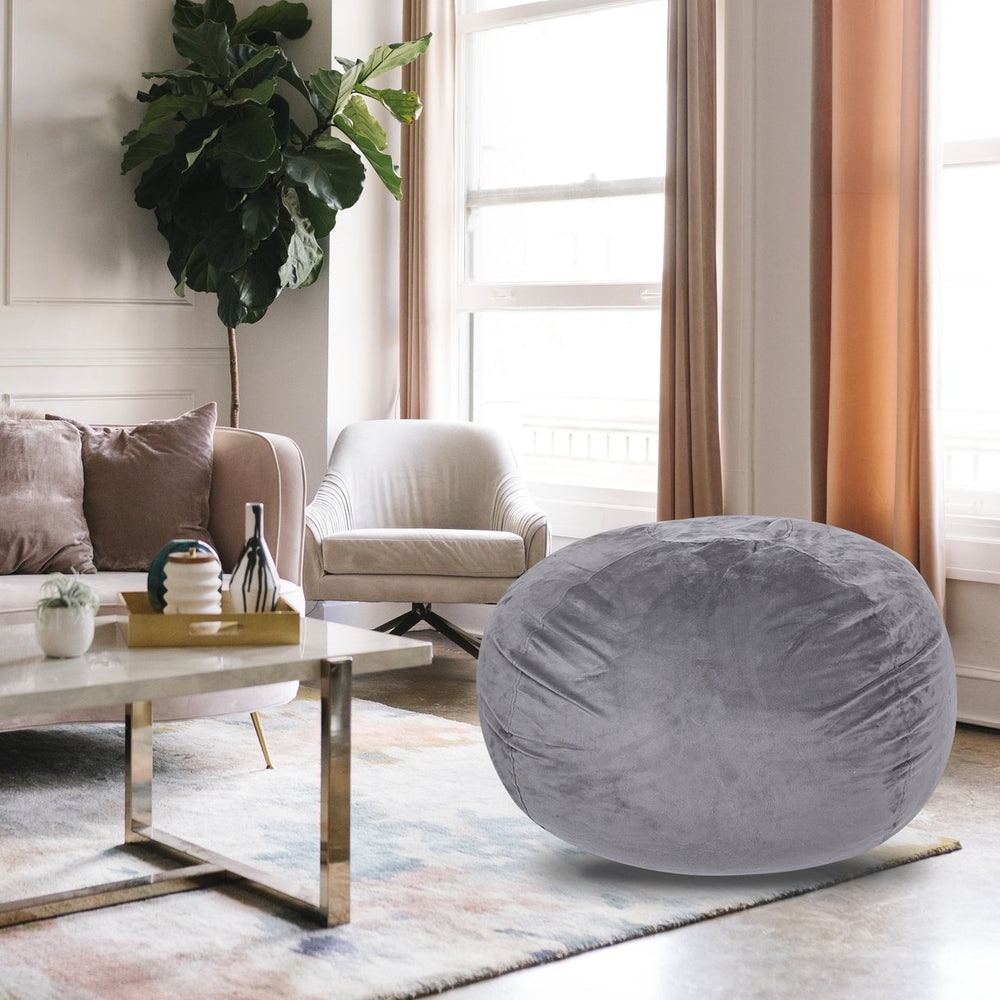 English Elm Minky Velvet Bean Bag Chair - 5Ft Stylish Lounge Seat For Kids & Adults, Washable Cover, Comfy & Durable B181P178161