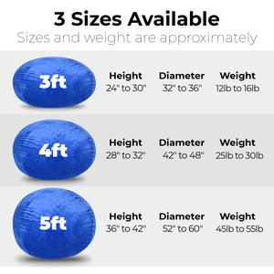 English Elm Minky Velvet Bean Bag Chair - 5Ft Plush Lounge Seat For Kids & Adults With Washable Cover & Foam Fill B181P178163