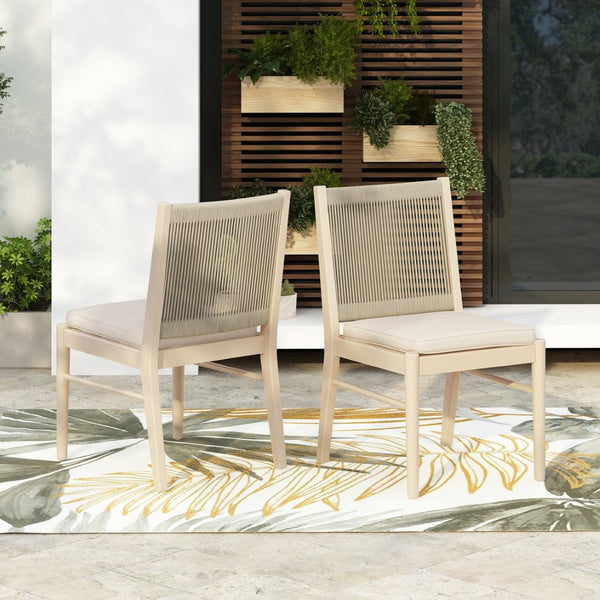 English Elm Cordoba Acacia Wood Rope Wrapped Dining Chairs Artisan Set of Two for Any Room 74435.00