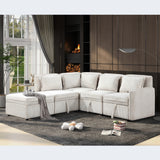 Hearth and Haven Helm 5 Pieces L-Shaped Sectional Sofa Set with Large Capacity Storage, Beige W1998S00003