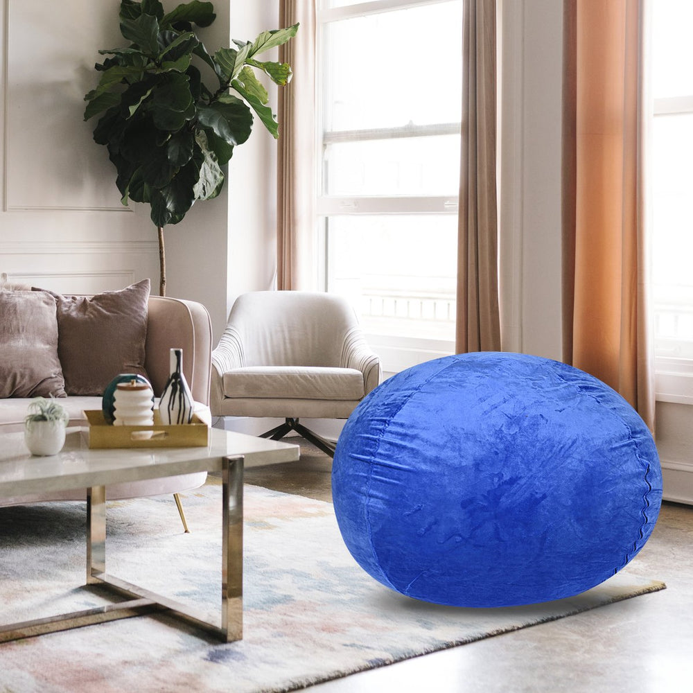 English Elm Minky Velvet Bean Bag Chair - 4Ft Plush Lounge Seat For Kids & Adults, Washable Cover & Soft Comfort B181P178155
