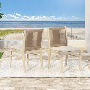 English Elm Cordoba Acacia Wood Rope Wrapped Dining Chairs Artisan Set of Two for Any Room 74435.00YLW