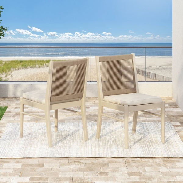 English Elm Cordoba Acacia Wood Rope Wrapped Dining Chairs Artisan Set of Two for Any Room 74435.00YLW