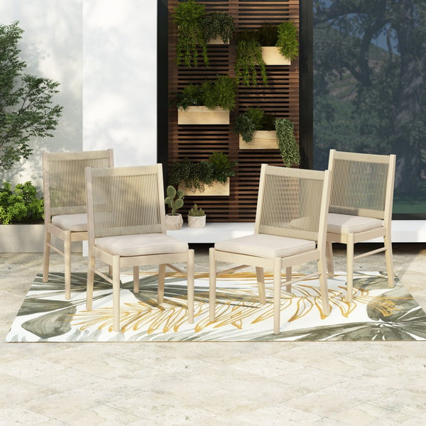 English Elm Cordoba Acacia Wood Rope Wrapped Dining Chairs Artisan Set of Two for Any Room 74435.00