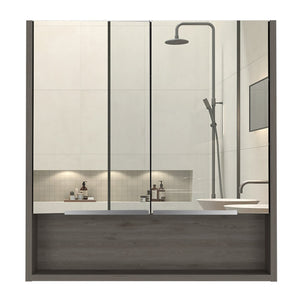English Elm Light Oak 2-Piece Bathroom Set with Freestanding Vanity & Mirrored Medicine Cabinet, Modern Storage B062S00419