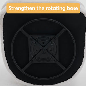 English Elm Swivel Teddy Velvet Accent Chair with Ottoman — Ergonomic Round Armchair, Stable Solid Wood, Beige W2012P272071