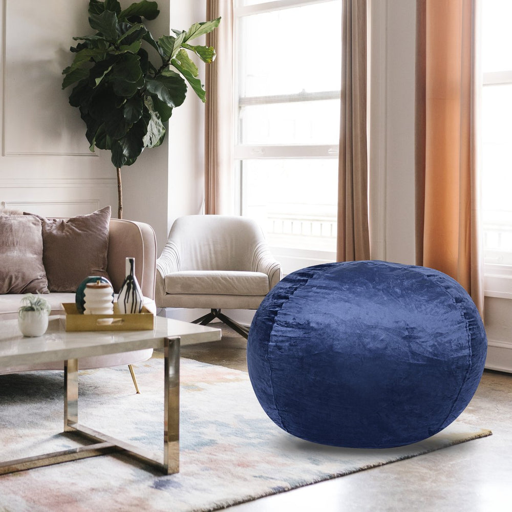 English Elm Minky Velvet Bean Bag Chair - 5Ft Plush Lounge Chair For Kids & Adults, Washable Cover, Comfy Design B181P178158