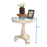 English Elm Rene Round Wood Pedestal Side Table, Teal