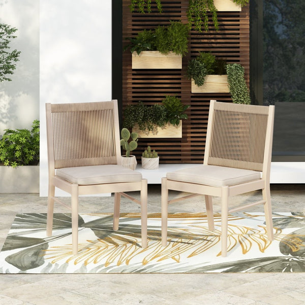 English Elm Cordoba Acacia Wood Rope Wrapped Dining Chairs Artisan Set of Two for Any Room 74435.00YLW