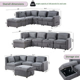 Hearth and Haven Helm 5 Pieces L-Shaped Sectional Sofa Set with Large Capacity Storage, Dark Grey W1998S00002