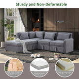 Hearth and Haven Helm 5 Pieces L-Shaped Sectional Sofa Set with Large Capacity Storage, Dark Grey W1998S00002