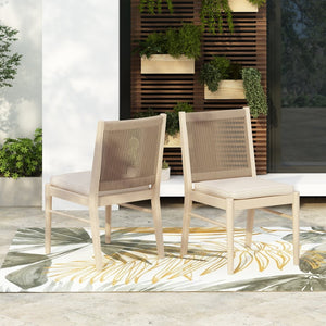 English Elm Cordoba Acacia Wood Rope Wrapped Dining Chairs Artisan Set of Two for Any Room 74435.00YLW
