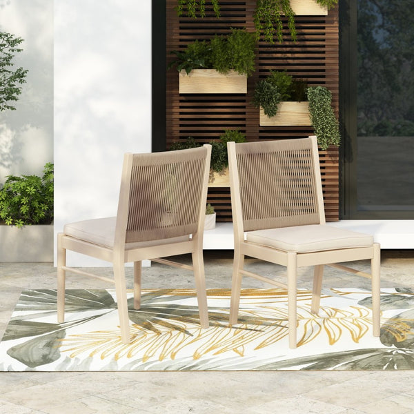 English Elm Cordoba Acacia Wood Rope Wrapped Dining Chairs Artisan Set of Two for Any Room 74435.00YLW