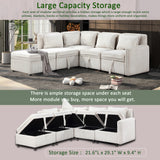 Hearth and Haven Helm 5 Pieces L-Shaped Sectional Sofa Set with Large Capacity Storage, Beige W1998S00003