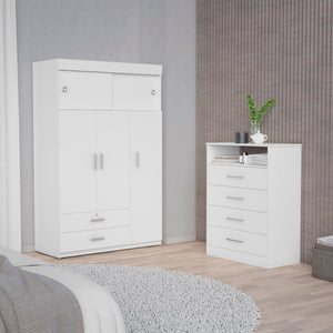 English Elm Jackson White Two-Piece Bedroom Set with Armoire & Dresser, Smart Storage, White Finish, 4 Drawers, Shelves B062S00409