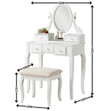 English Elm Ashley Wood Make-Up Vanity Table and Stool Set, White