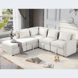 Hearth and Haven Helm 5 Pieces L-Shaped Sectional Sofa Set with Large Capacity Storage, Beige W1998S00003