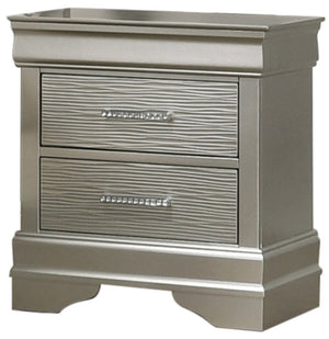 English Elm Modern Sleek 2-Drawer Nightstand in Silver Finish — Durable Manufactured Wood, Stylish Bedside Storage (98) B009P178536