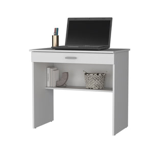English Elm Kaylor Compact Storage Desk with Drawer & Lower Shelf, Modern Black or White Finish, 31.5" W B128P176188