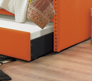 English Elm Orange Therese Fabric Daybed with Pull-Out Trundle, Nailhead Trim, Wood Frame, Twin Sleep Solution B011S00873