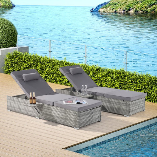 English Elm Outdoor Gray Rattan Chaise Lounge - Adjustable, Weather-Resistant Deck Chair With Plush Cushion W874P146992-GIGA